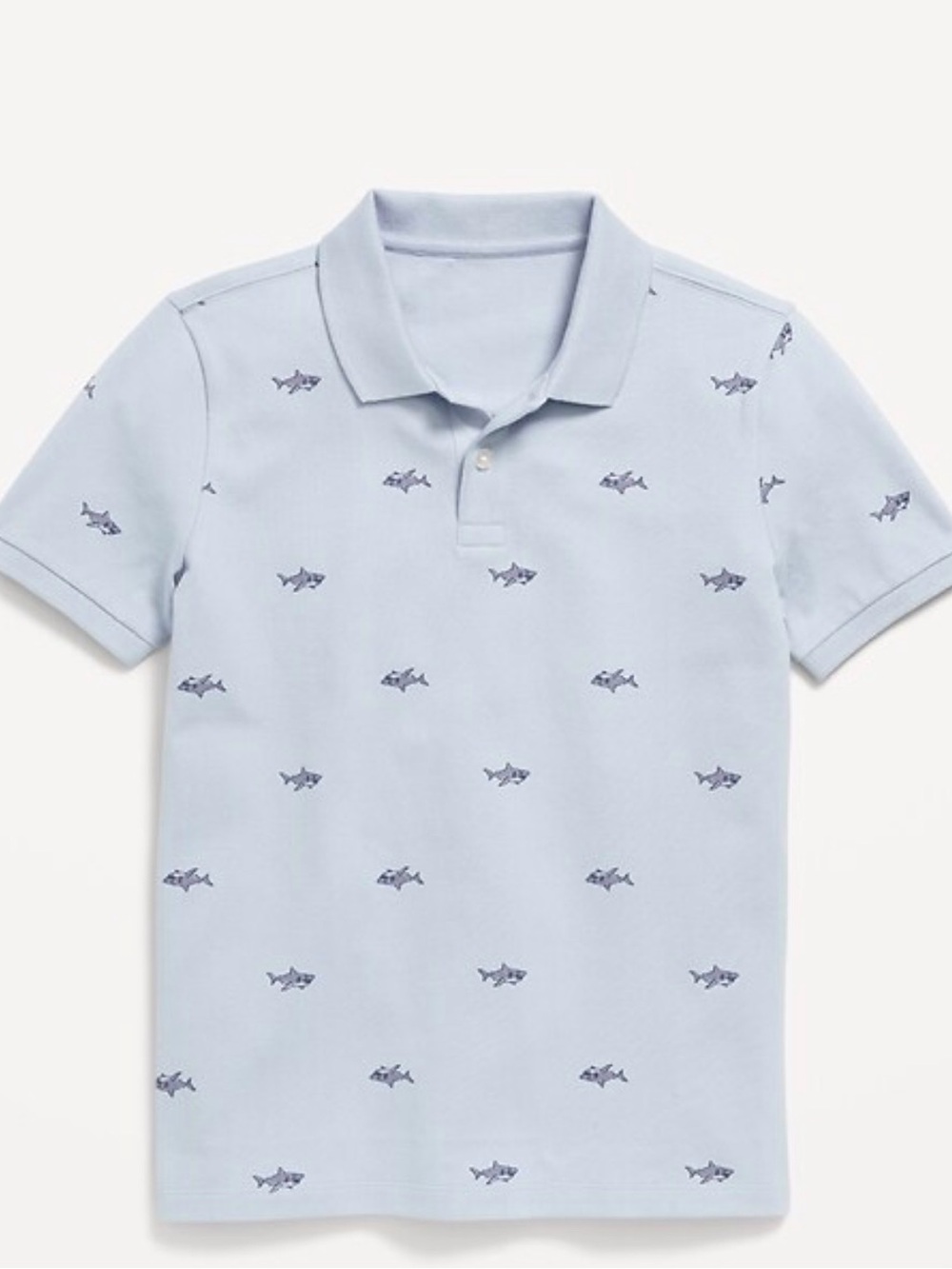 New Light Blue Polo shirt top shark Print L NWT Big Boys Old Navy
